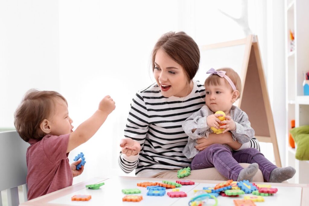 a teenage girl babysitting