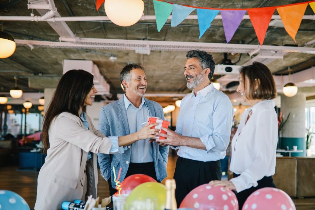 employees sharing gifts